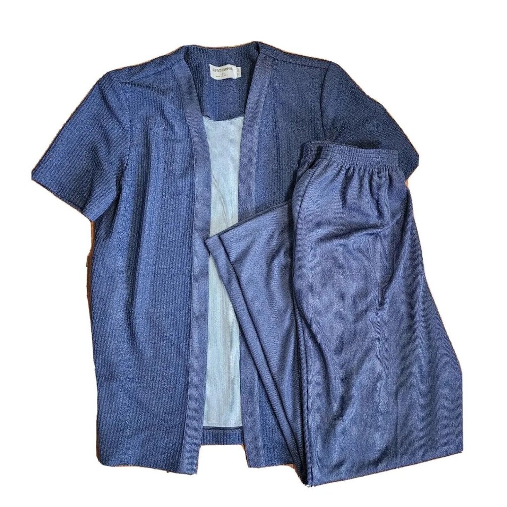 Alfred Dunner Blue 2 Piece Set Womens‎ Size S/10 Pant Suit Layered Top and Pants
